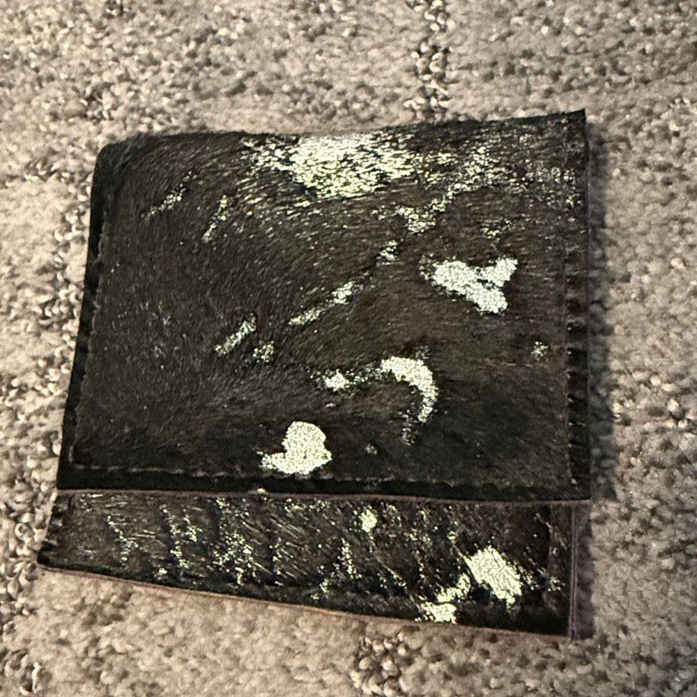 Small credit card case faux calf hair